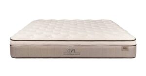 Front image of an Owl Natural Latex Hybrid mattress by Nest Bedding
